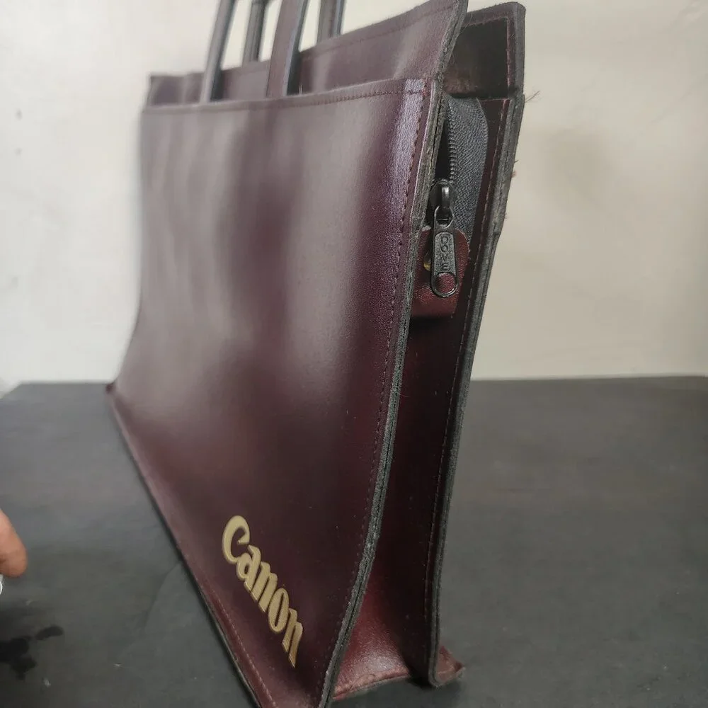 VINTAGE Canon Camera Leather Portfolio Briefcase‎ Hand Bag Photography